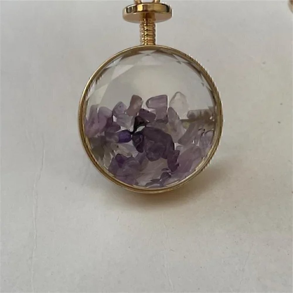 Set of 2 Keychains Amethyst Chips & Lavender Dried Flowers - Picture 10 of 12
